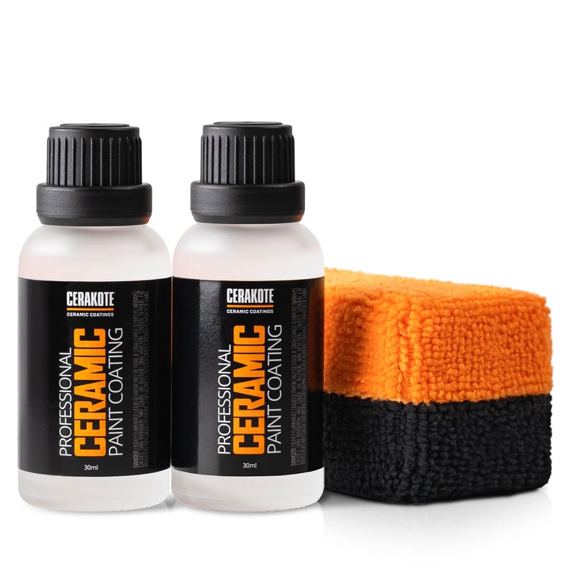 Cerakote Professional Ceramic Coating for Cars - High Gloss Professional Grade Paint Protection Kit, Ultra Hydrophobic, UV & Chemical Resistant, Easy Application, 500 Wash Longevity, (2) 30ml Bottles - Image 1